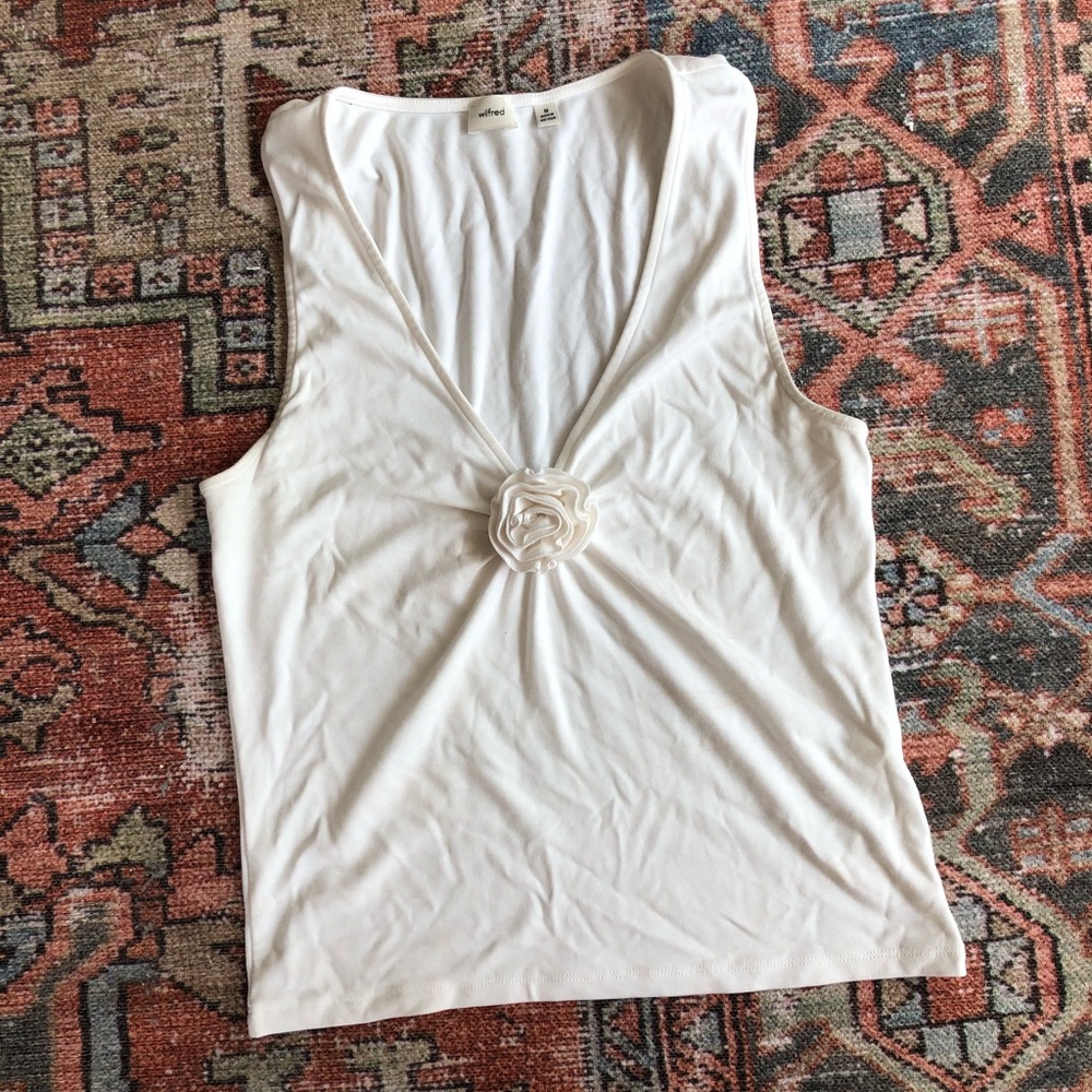 aritzia white top flower tank white cream